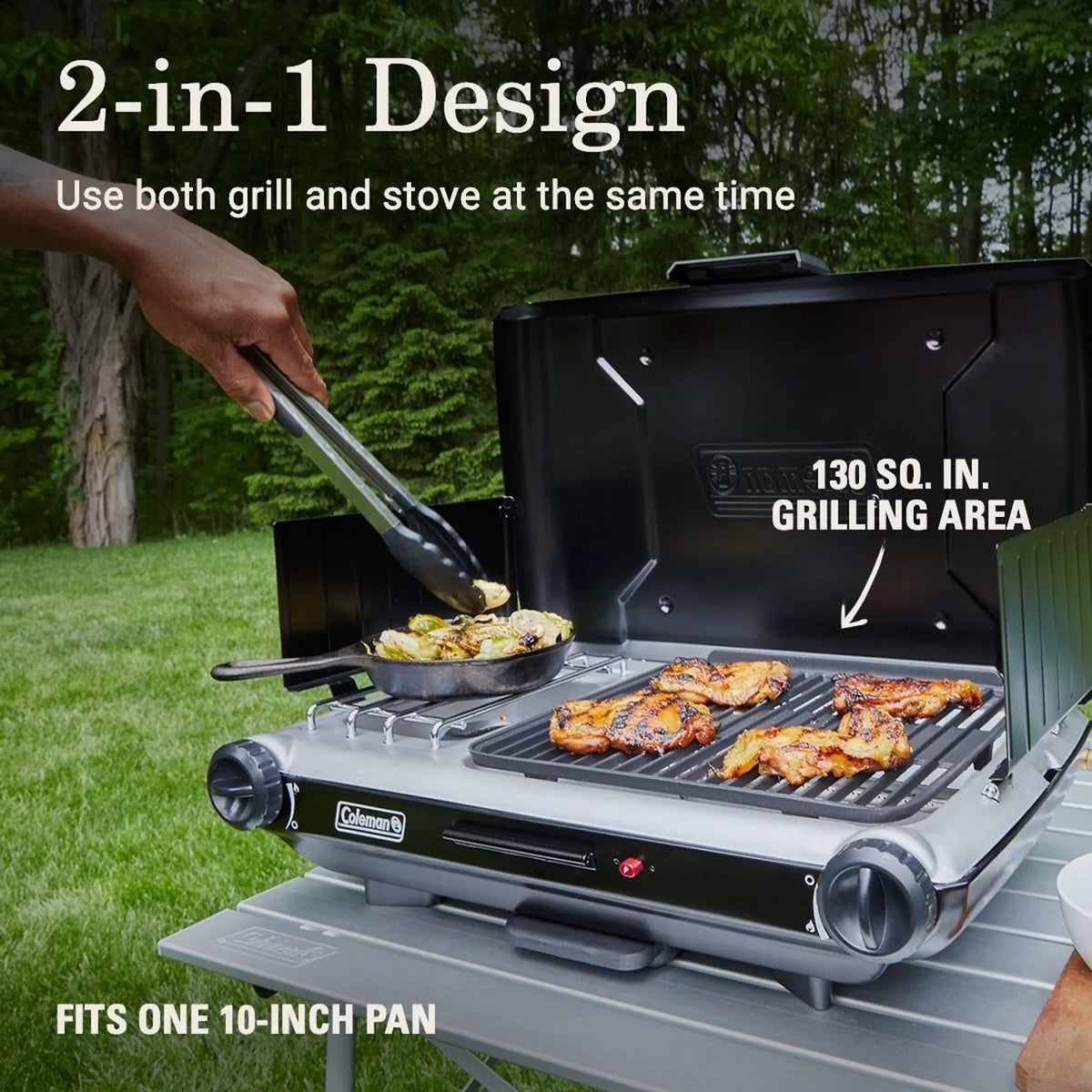 Classic 2-in-1 Camping Grill/Stove, Black