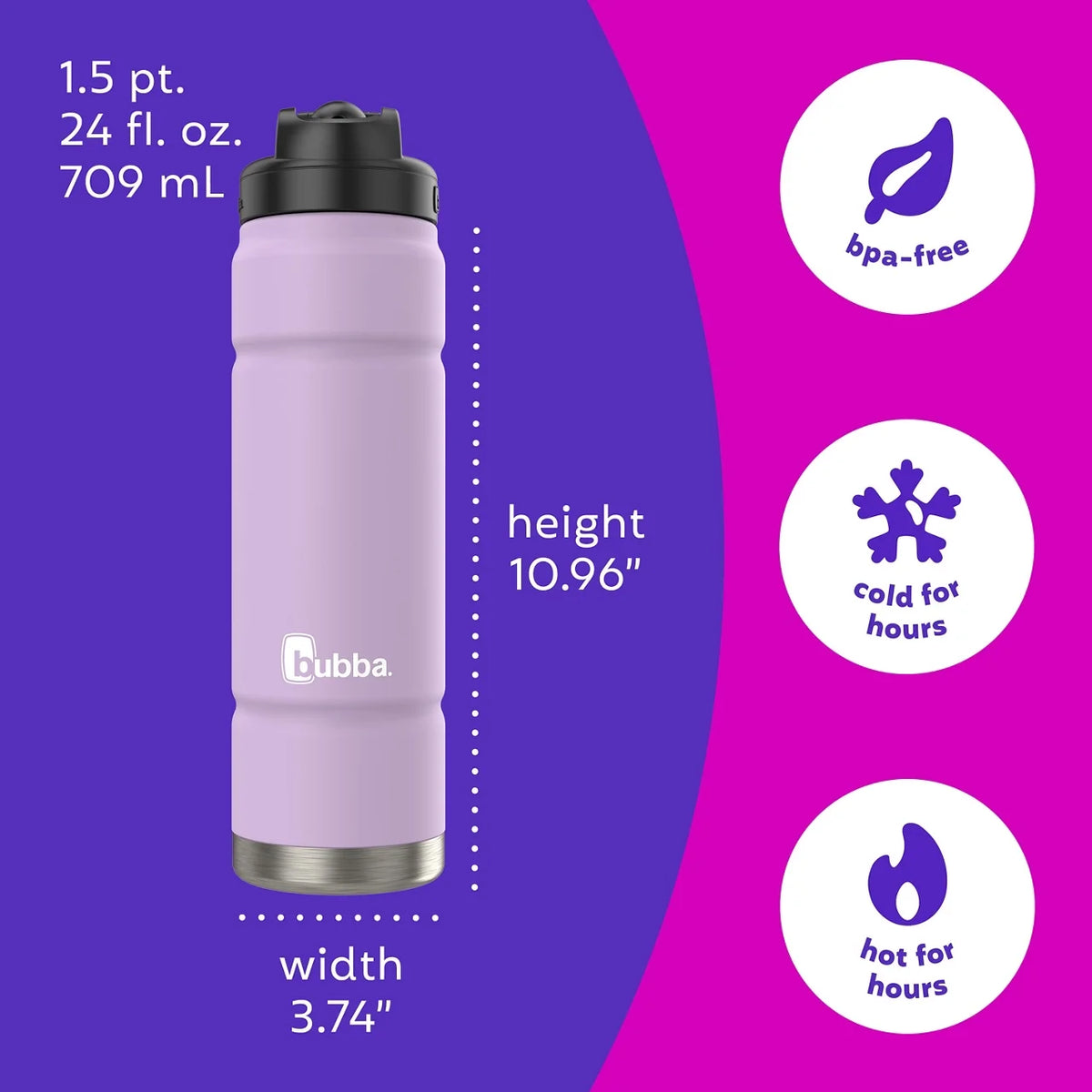 bubba Trailblazer Insulated Water Bottle with Straw Lid, 24oz